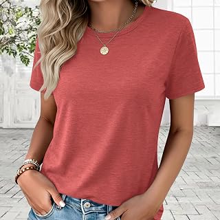 Women's Short Sleeve Round Neck T-Shirt - Casual Summer Basic Tee