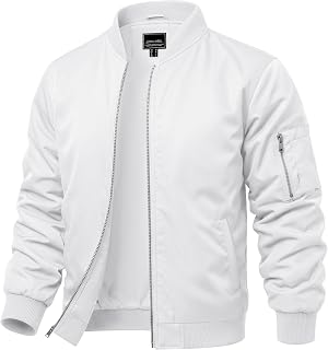 CRYSULLY Mens Lightweight Bomber Jacket Full Zip Spring Fall Casual Coat