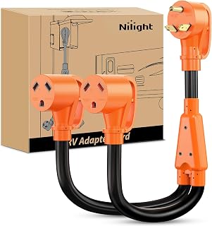 Nilight 30 Amp RV Y Splitter Adapter Cord 10 AWG NEMA TT-30P TT-30R | 30A Male Plug to Two 30A Female Receptacle Pure Copper Heavy Duty Heavy Duty STW Cable for RV Camper Generator
