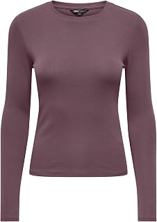 ONLY Women's Onlriley O-Neck L/S Top JRS Noos Basic Top with O-Neck and Long Sleeves for Young Women (Pack of 1)