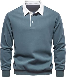 MakingDa Mens Sweatshirts Polo Collar Long Sleeve Pullover