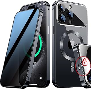 Magnetic Privacy Case for iPhone 15 Pro, Full Camera Protection-Black