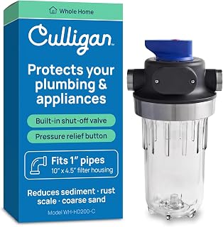 Culligan Whole House Water Filter System, 1" Heavy Duty, Housing Only | IAPMO Certified | Shut-Off Lever | Pressure Release Button | High-Flow Ports | Protects Pipes & Appliances | Easy Install