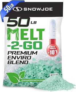 Snow Joe Premium Enviro Blend Ice Melt & Deicer, Safer for Concrete, 50 lb | W/ Calcium Magnesium Acetate, Green-Coated Crystals, Safe for Pet & Paw, Plant & Metal, Driveways & Sidewalks, Works to -10°F