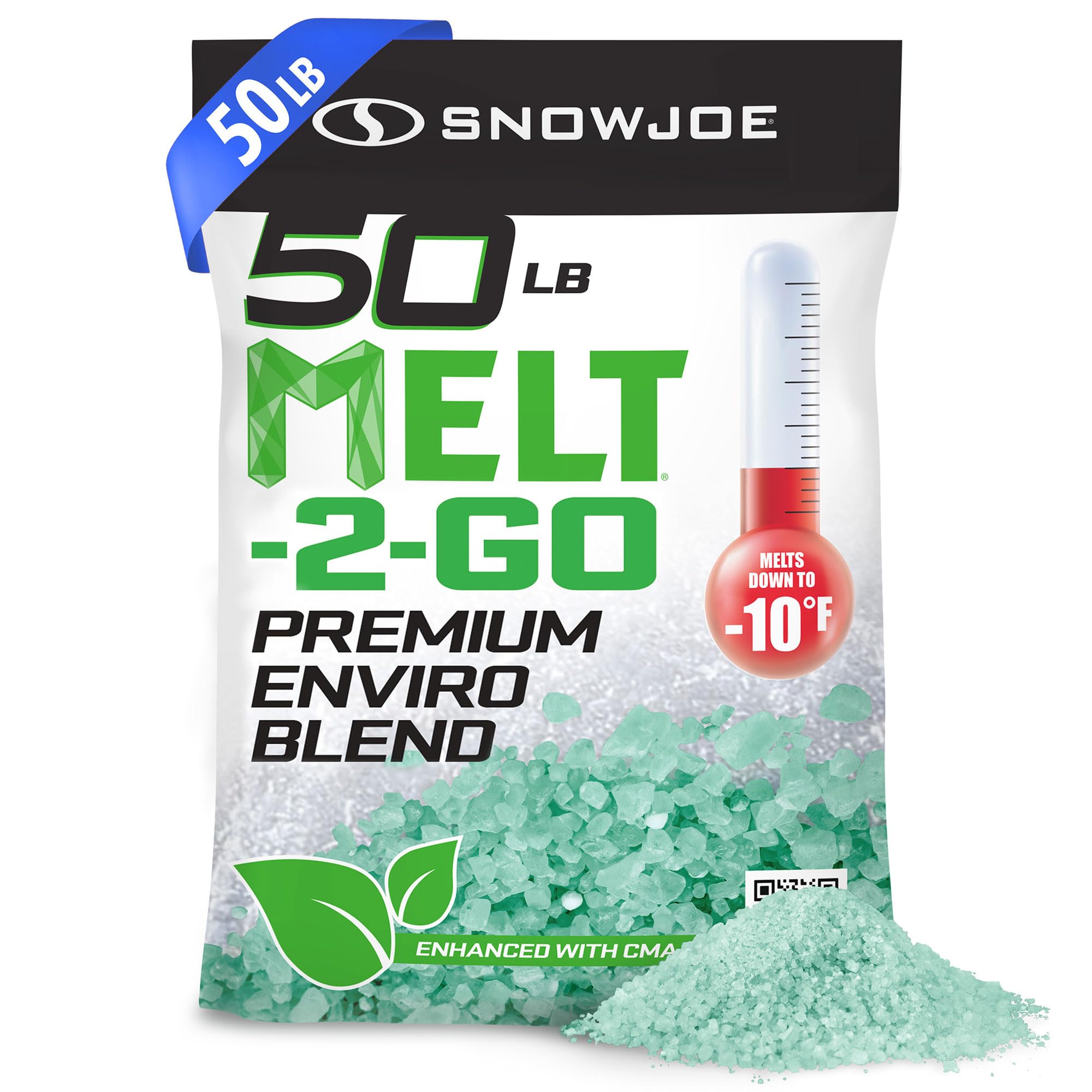 Snow Joe Premium Enviro Blend Ice Melt & Deicer, Safer for Concrete, 50 lb | W/ 