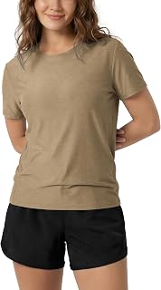 ODODOS Women's Performance Cropped Tee Ultra Soft odSTRATUM Tech Short Sleeve Relaxed Top Crew Neck T-Shirts