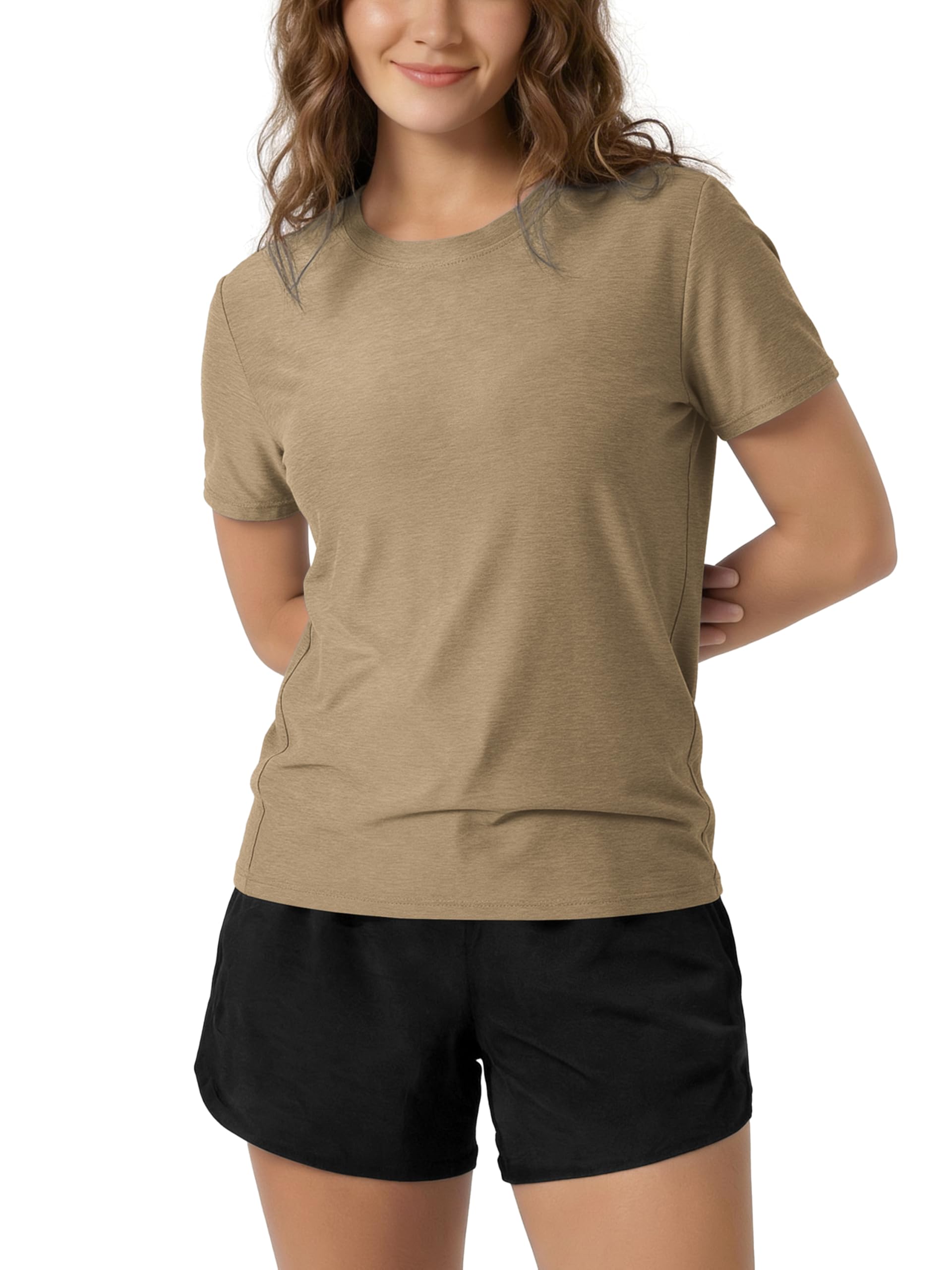 ODODOS Women's Performance Cropped Tee Ultra Soft odSTRATUM Tech Short Sleeve Re
