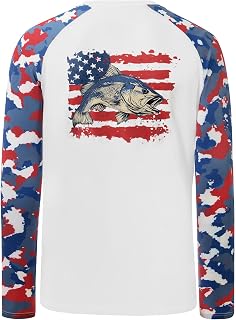 BASSDASH Men’s Fish Graphic UPF 50+ Long Sleeve Fishing Shirts Sun Protection Breathable Moisture Wicking T-Shirt