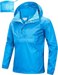 33,000ft Men's Raincoat Lightweight Waterproof Packable Hooded Raincoat with Reflector for Bike Hiking Outdoor