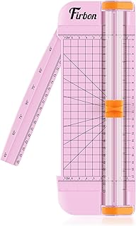 Firbon A5 Paper Cutter, Small Straight Paper Trimmer with Side Ruler | Pink compact design | Cuts photo, cardstock, labels & coupons | Portable desktop slicer | Scrapbooking & craft projects