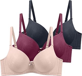 Pack of 3 Women's Bras with Underwire, Women's Lace Bra, Lightweight, Perfect Fit, Classic Anti-Sagging Bra Set with Adjustable Straps for Everyday and Leisure