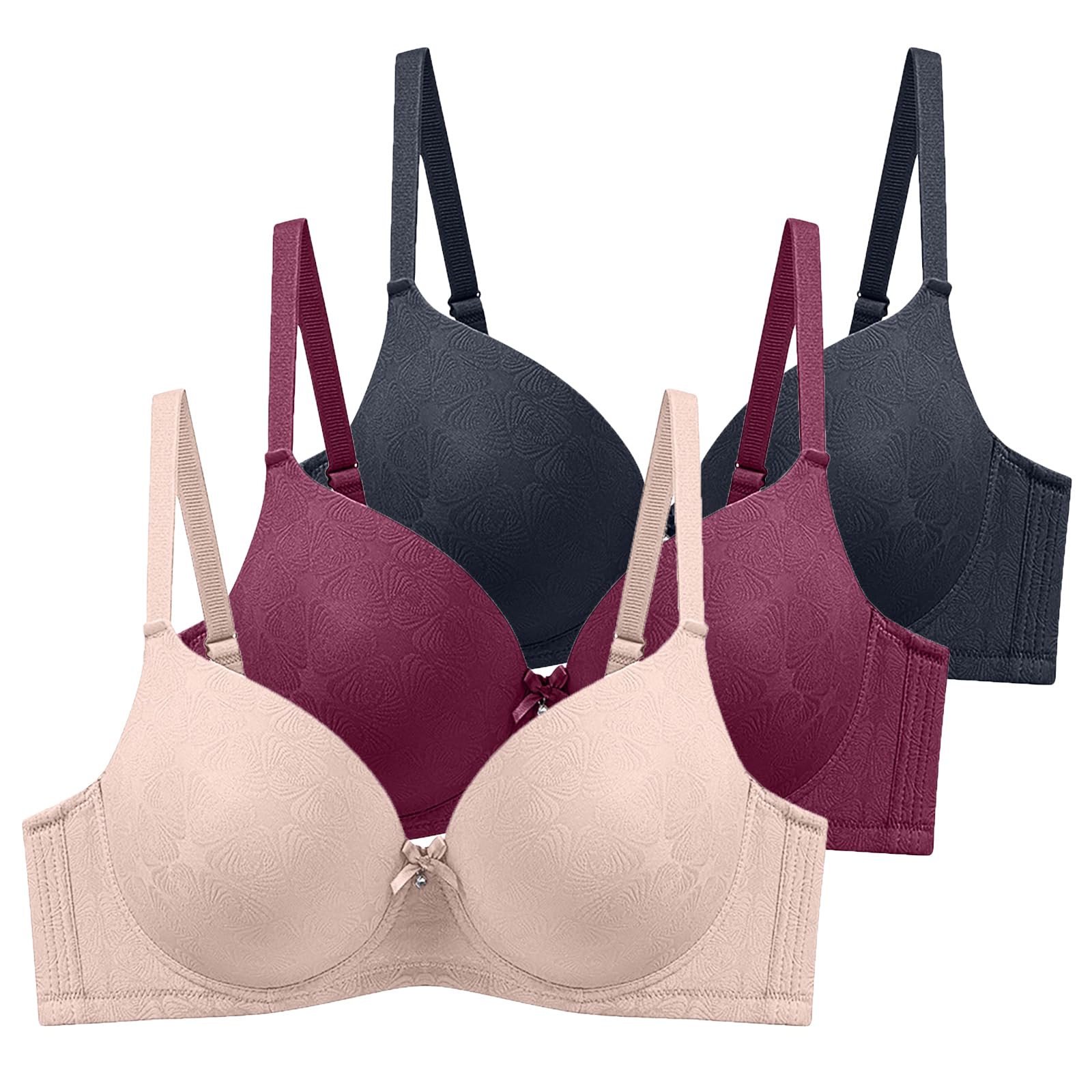 Pack of 3 Women's Bras with Underwire, Women's Lace Bra, Lightweight, Perfect Fi