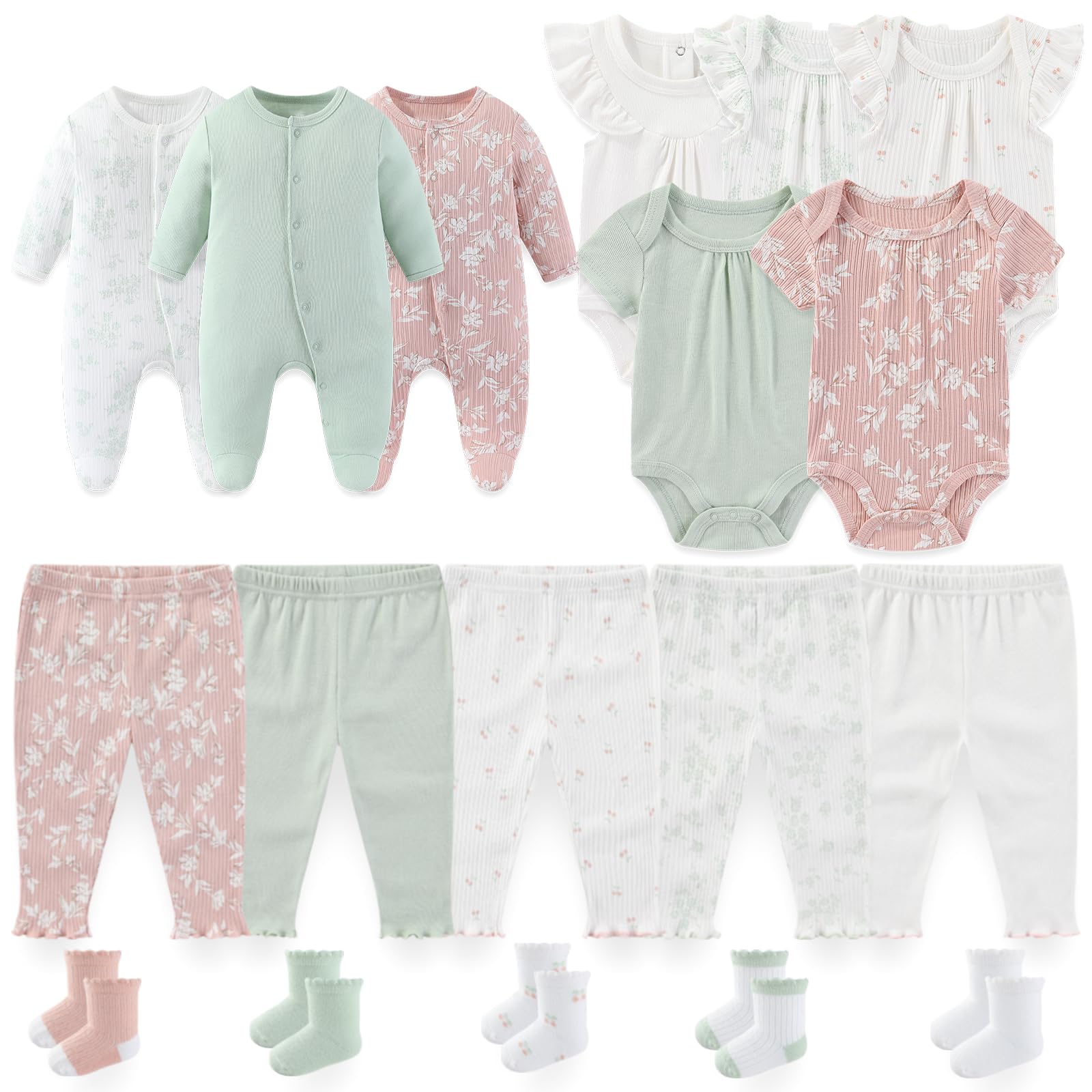 BIGBIGKISS Baby Boy Girl Clothes 18 Piece Layette Gift Set and Accessories