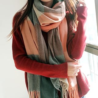 womens long plaid scarf winter warm large grid scarf large scarf