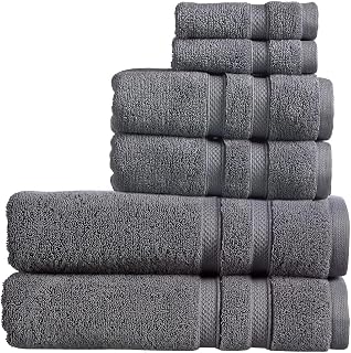 Christy Chroma Bath Sheet Set | Set of 6 | 2 Face 2 Hand 2 Bath Sheets | Highly Absorbent Heavyweight 675GSM | Bold and Bright | Soft Smooth Bathroom Shower Towels | 100% Cotton | Ash Grey
