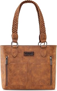 Wrangler Distressed Tote Bag for Women Western Purse Multi Pockets Handbags and Shoulder Bag