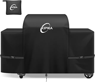 Kipiea Heavy Duty BBQ Cover for Traeger Woodridge Elite/Pro/Pro+, 500D Oxford Fabric Waterproof Wood Pellet Smoker Cover & Windproof Buckles, Outdoor Barbecue Covers Anti-UV, No Tear, No Fading