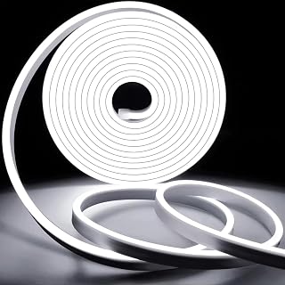 KSIBNW Neon Outdoor LED Strip Light Waterproof IP65,49.2ft/15m 220v240v LED Light Strip,Flexible Cuttable Neon Rope Strip Light for Kitchen Bedroom Garden Lights,Outdoor Indoor Decor,Cool White