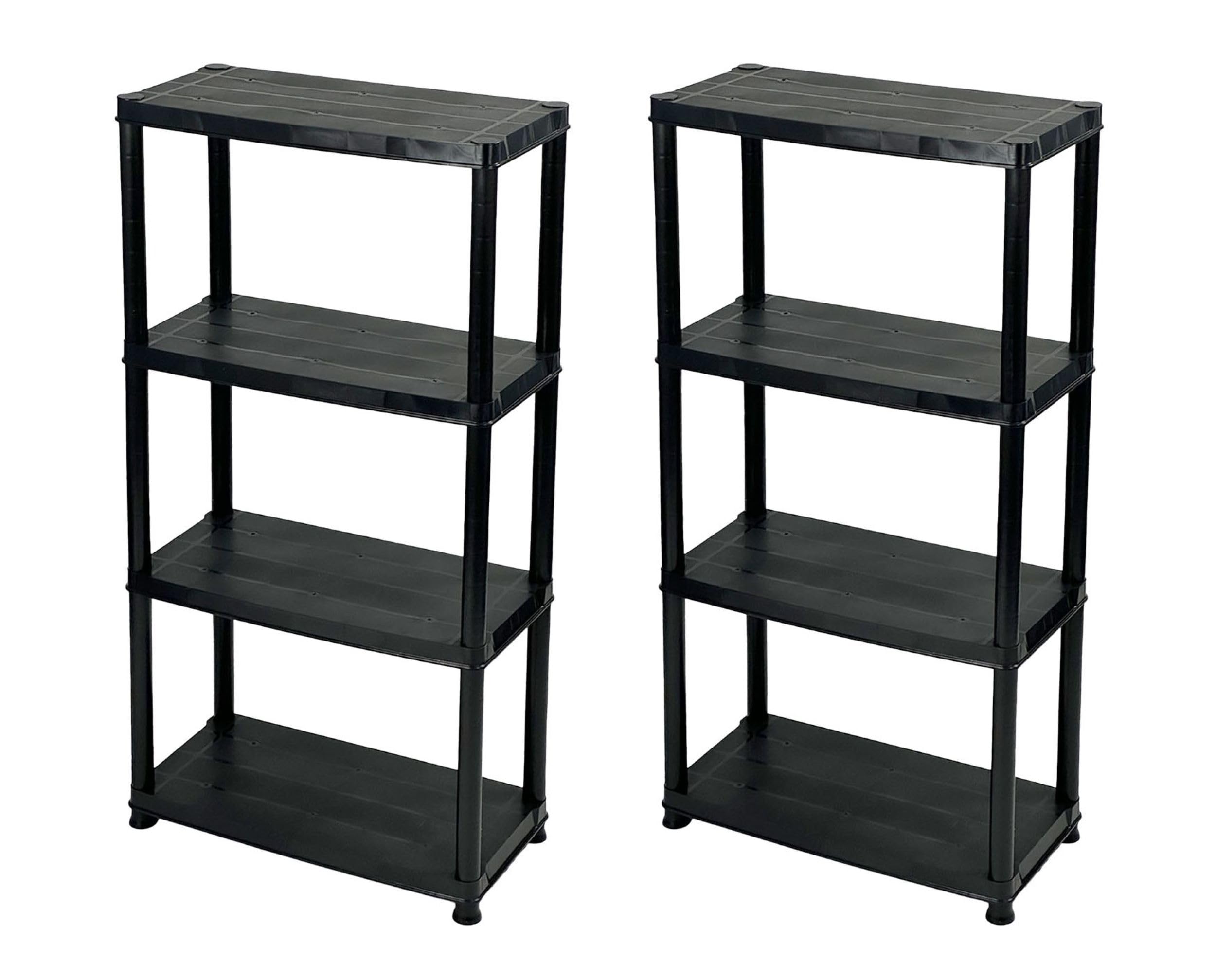 Addis 4 Tier Plastic Garage Shelving Unit Twin Pack | Heavy Duty Storage | Heavy