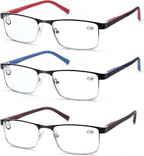 MODFANS 3 Reading Glasses for Men and Women Eyeglasses Anti Blue Light Metal