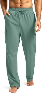 Pudolla Men's Cotton Sweatpants with Cargo Pockets Casual Workout Pants