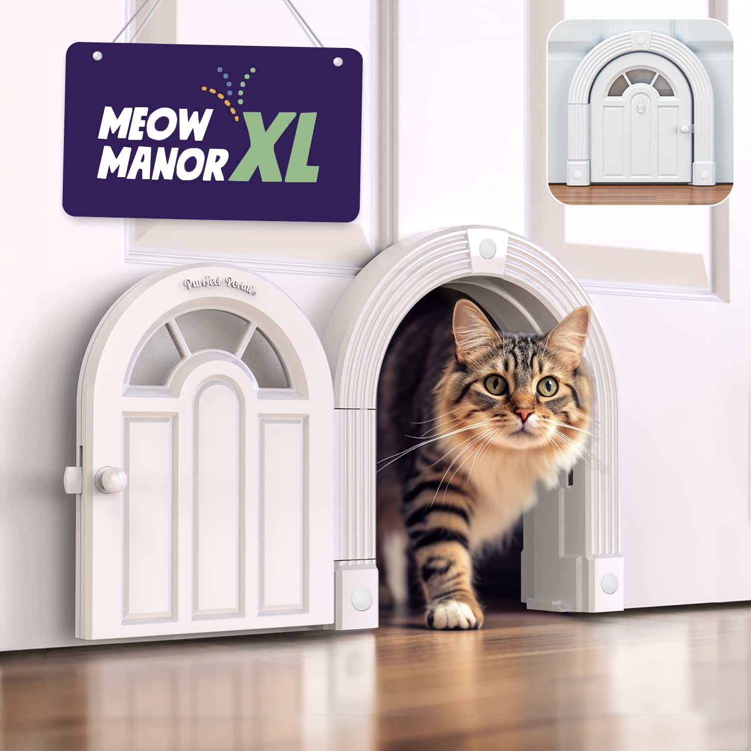 Purrfect Portal Meow Manor® Extra Large Interior Cat Door, No-Flap Pet Door for 