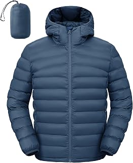 Rdruko Men's Lightweight Packable Puffer Jacket with Hood Winter Puffy Coat