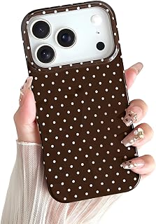 Yeddabox for iPhone 17 Pro Max Case Cute Polka Dot Phone Case Soft TPU Slim Shockproof Phone Cover for Women Girls, Brown