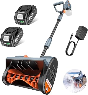 Cordless Snow Shovel, Electric Snow Blower with Total 8000mAh Battery | 280 lbs/min Snow Removal Machine, 9 lbs Lightweight, 16.5ft Throw with Directional Plate for Driveways, Sidewalks and Patios