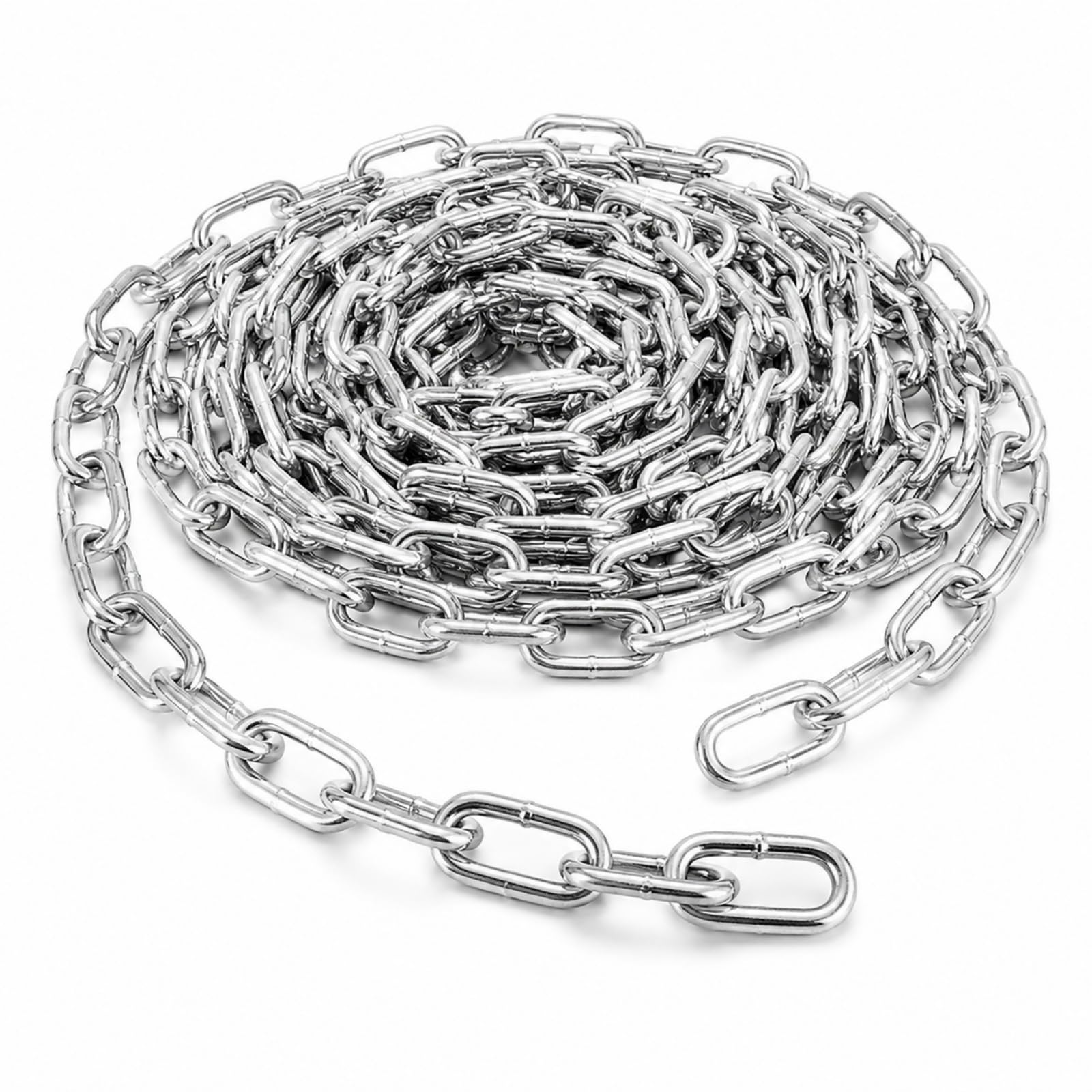 RHBLME 1/4" x 19.69 Ft Metal Chain, Galvanized Iron Coil Chain, Heavy Duty Chain