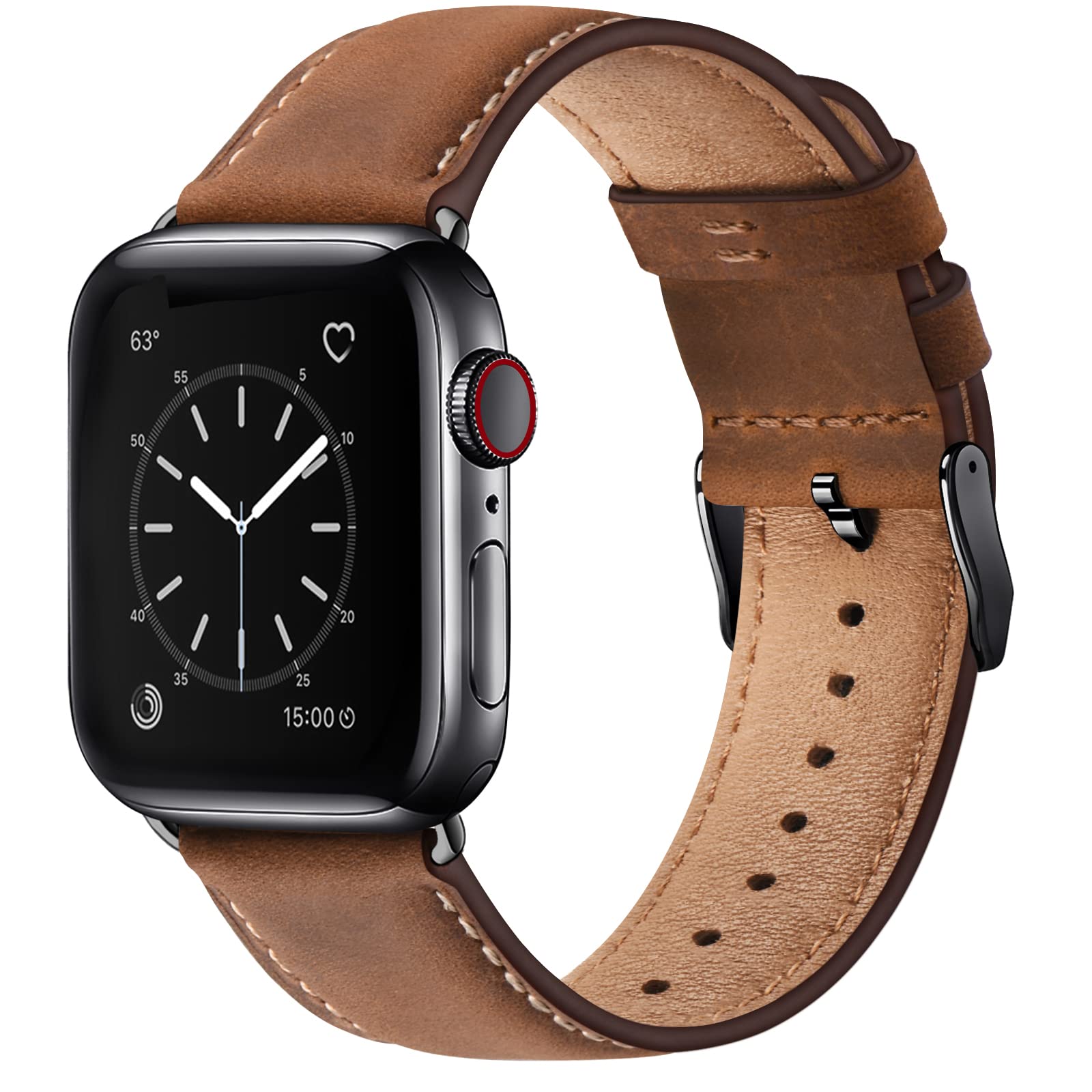 SUNFWR Leather Bands Compatible with Apple Watch Band for Men Women | 42mm 44mm 
