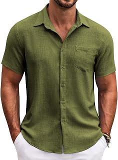 COOFANDY Men's Short Sleeve Button Down Shirt Casual Summer Beach Shirt with Pocket