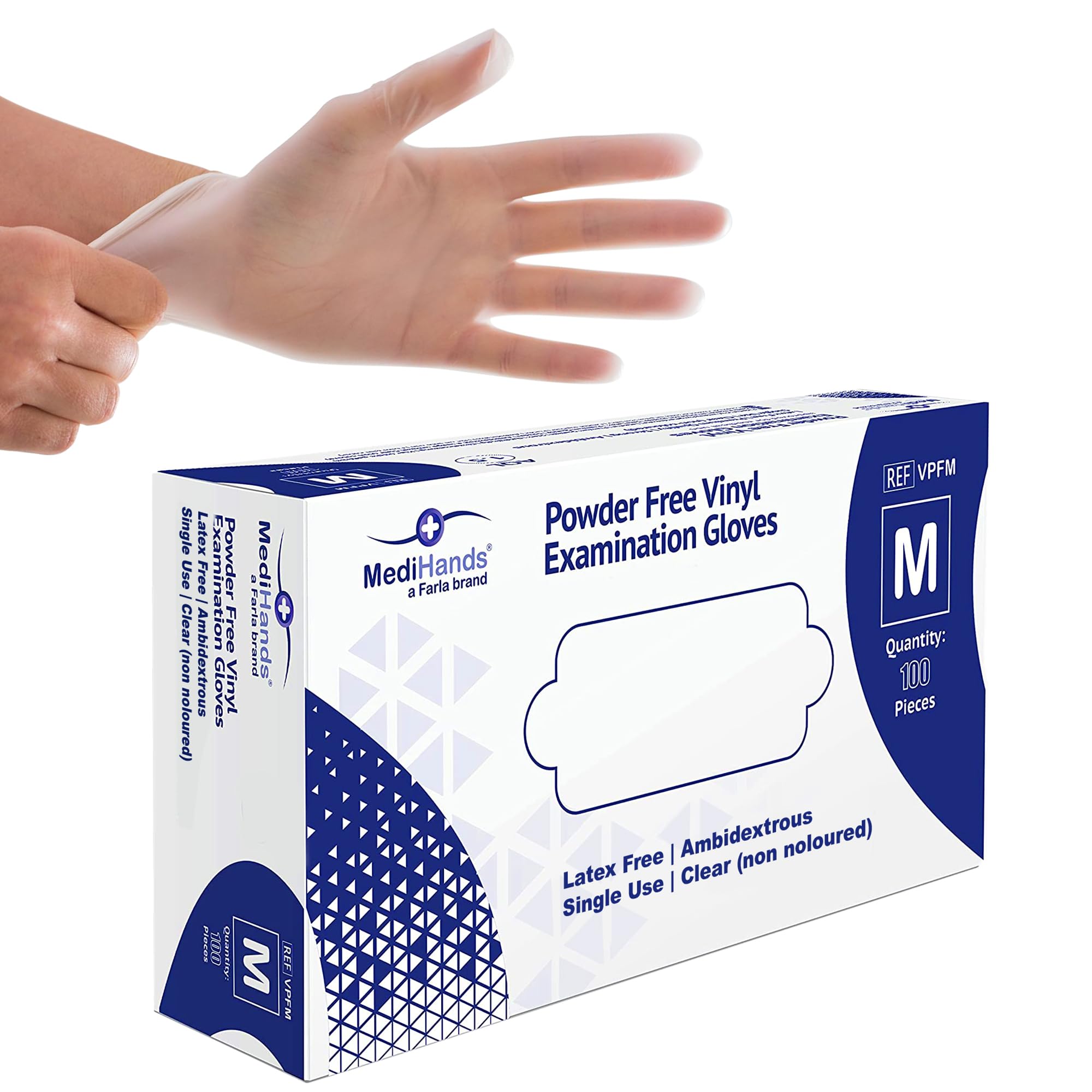 MediHands Clear Vinyl Powder Free Gloves | Food Safe | Disposable | Latex Free |