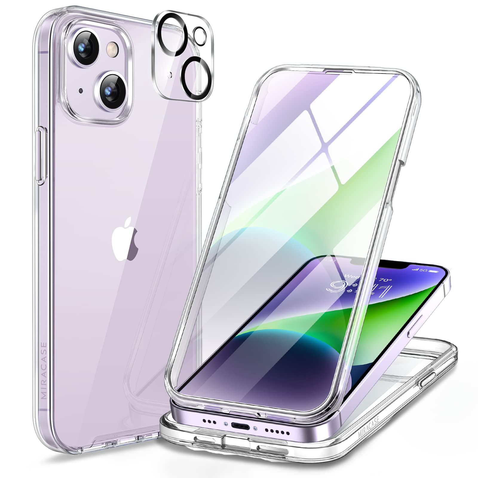 Miracase Class Series for iPhone 14 Case 6.1 inch, [Built-in Tempered Glass Scre