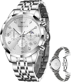 OLEVS Fashion Women Watch Diamond Analog Quartz Stainless Steel Waterproof Luminous Day Date Two Tone