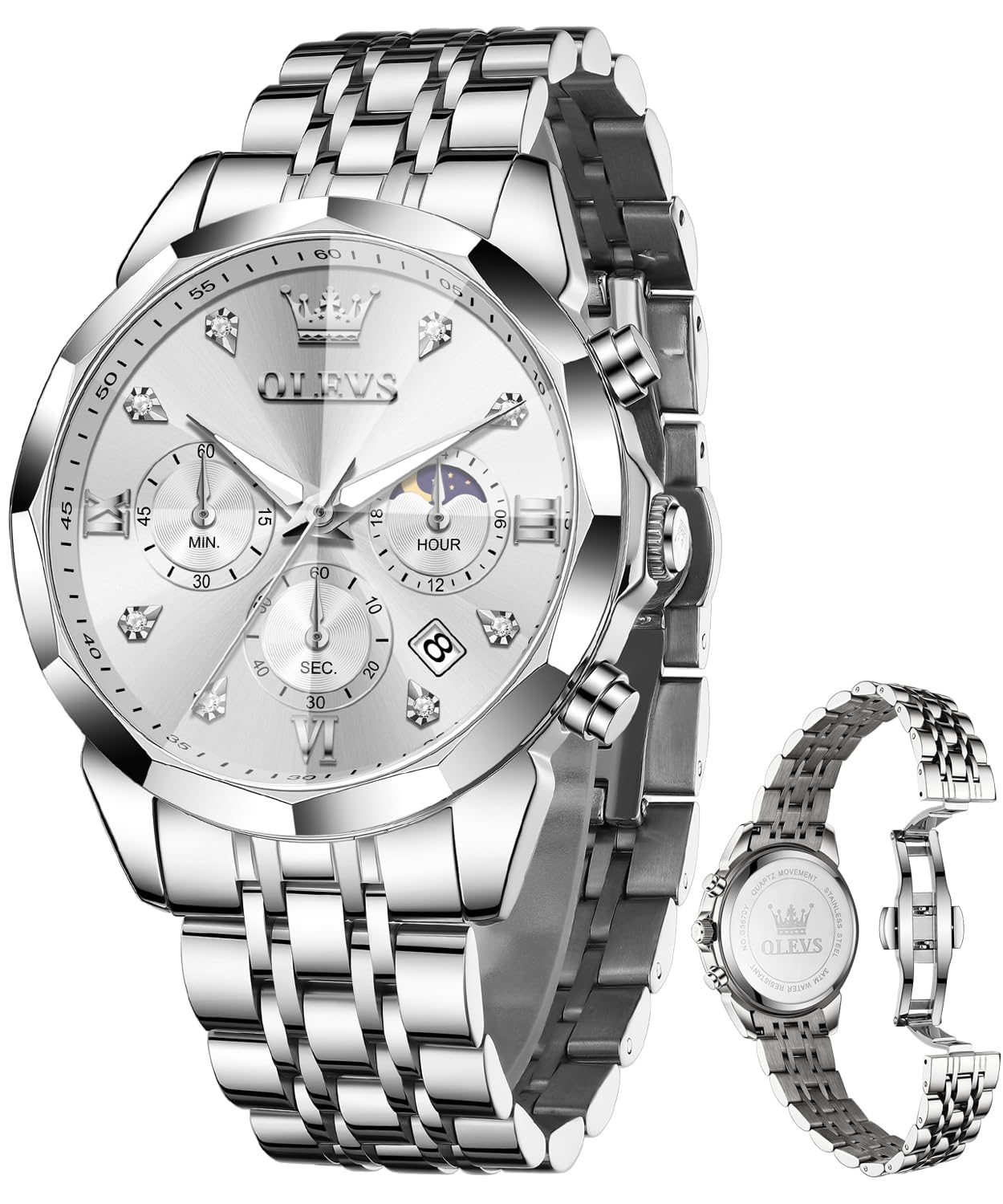 OLEVS Fashion Women Watch Diamond Analog Quartz Stainless Steel Waterproof Lumin
