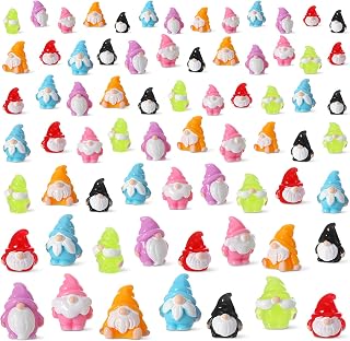 Guiqulai 70 Pcs Mini Resin Gnomes, 7 Colors Tiny Gnome Figurines | Tiny Decor for Garden, Landscape, Patio, Yard, Dollhouse, Potted Plants, Halloween & Christmas