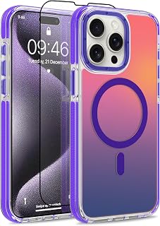 Magnetic Case Fit for iPhone 15 Pro Max, Fluorescent, Purple