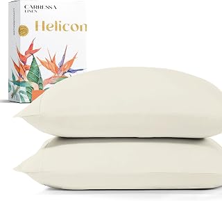 Carressa Linen Egyptian Cotton King Size Pillow Cases Set of 2 - Luxury 1500 Series High Thread Count King Pillow Cases Egyptian Cotton (Ivory), Soft, Cooling, Sateen Weave Hotel Quality Pillowcases