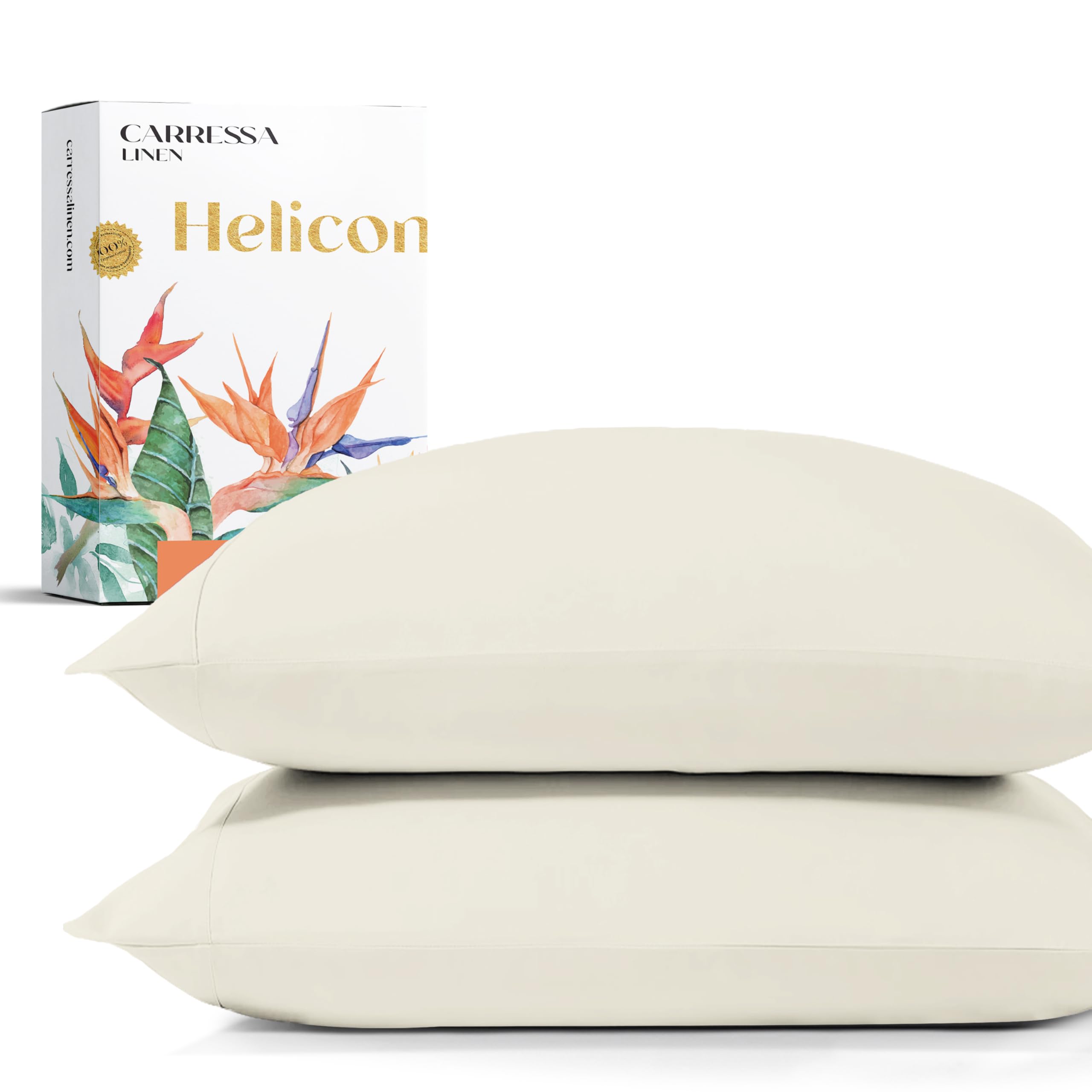 Carressa Linen Egyptian Cotton King Size Pillow Cases Set of 2 - Luxury 1500 Ser