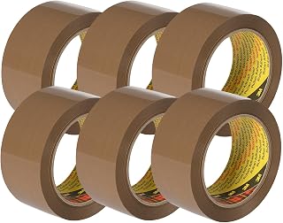 3M Scotch 371 Industrial-Grade Packaging Tape, Brown, 50 mm x 66 m, 6 rolls | High-Performance Tape for Medium-Duty Box Sealing, Moving, Packaging and Shipping