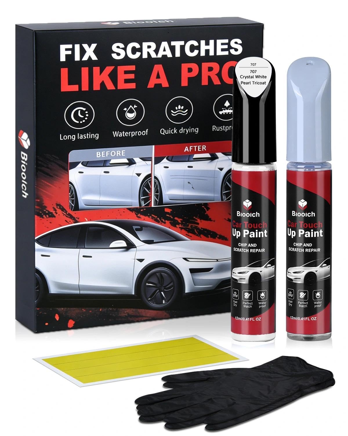 Crystal White Pearl Tricoat 707 for Volvo Touch Up Paint Kit[2K Clear Coat Inclu