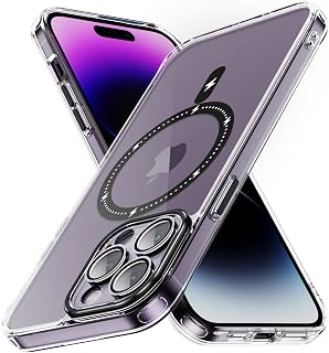 for iPhone 14 Pro Max Case, [Full Camera Lens Protection] [Compatible with Magsafe] Yellowing Resistant, Premium Classic Hybrid Protective Hard PC with Soft Edges Cover,Black