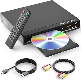 DVD Players for TV with HDMI, Play All Regions and Formats, Home CD Player, Supports 1080P Video/CD/DVD/VCD/JPEG/USB, Remote Control, HDMI and RCA Cables Included