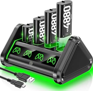 OIVO 4 x 4880mWh Rechargeable Battery Pack for Xbox One/Series X|S, Xbox Controller Battery Pack with RGB Light for Series X|S/S/X/Elite Controller