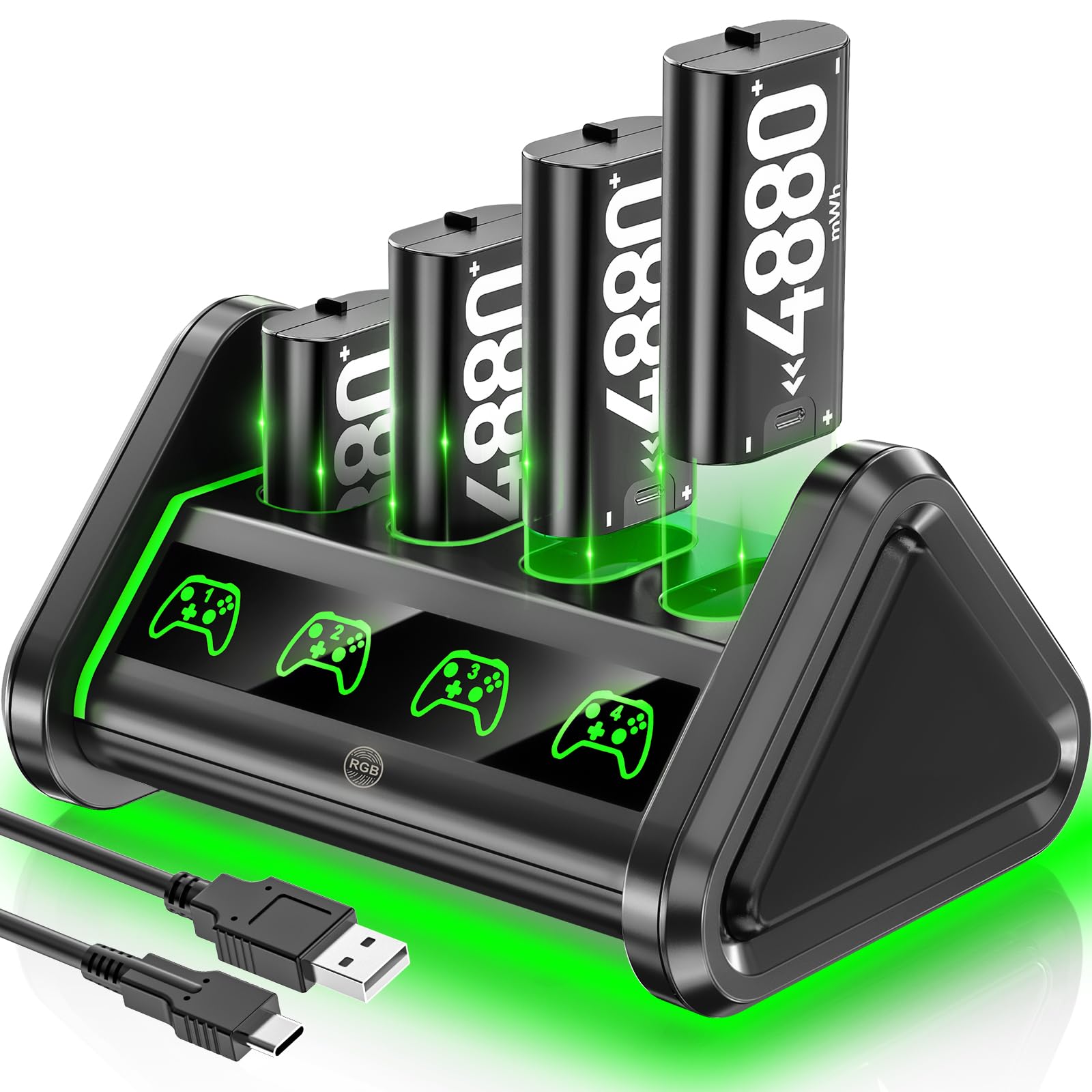 Xbox Battery Pack Rechargeable, OIVO Xbox Controller Charger with 4 x 5580mWh Pa