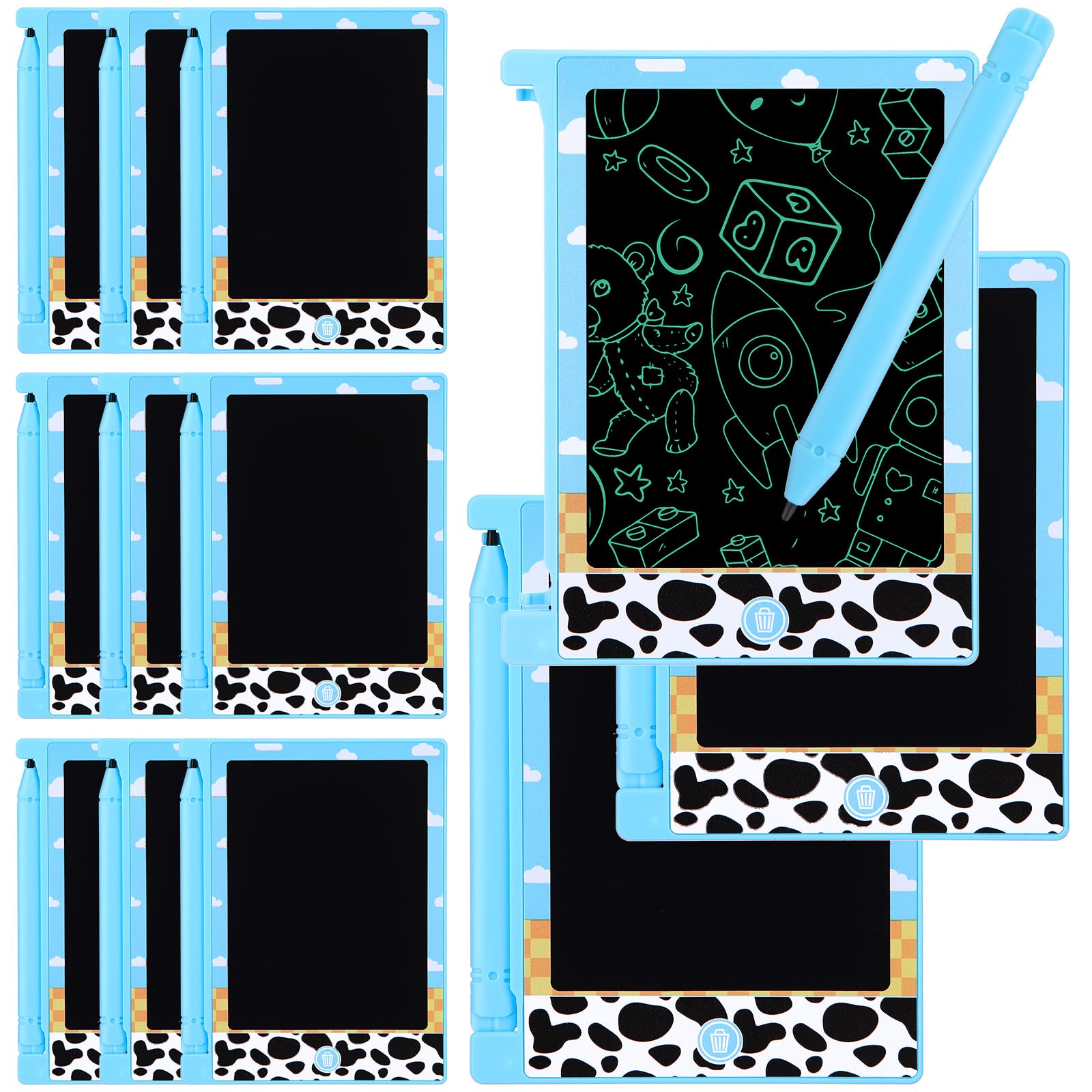 Nezyo 12 Pack Toy Inspire Party Favors, 4.6'' LCD Writing Tablet for Kids | Cart