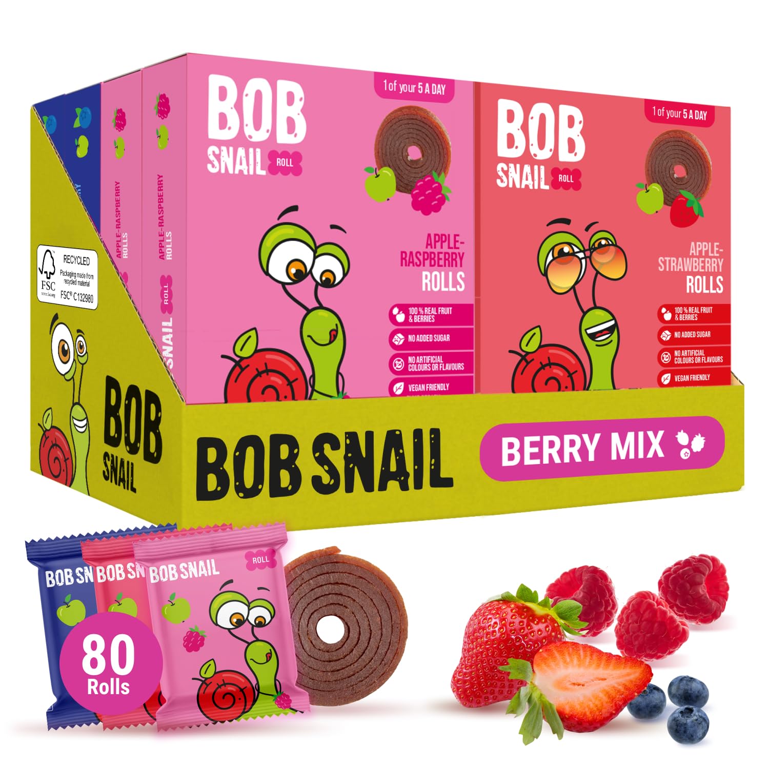Bob Snail Fruit Roll Ups – Healthy Sweets Snacks, Real Dried Fruits, No Added Su
