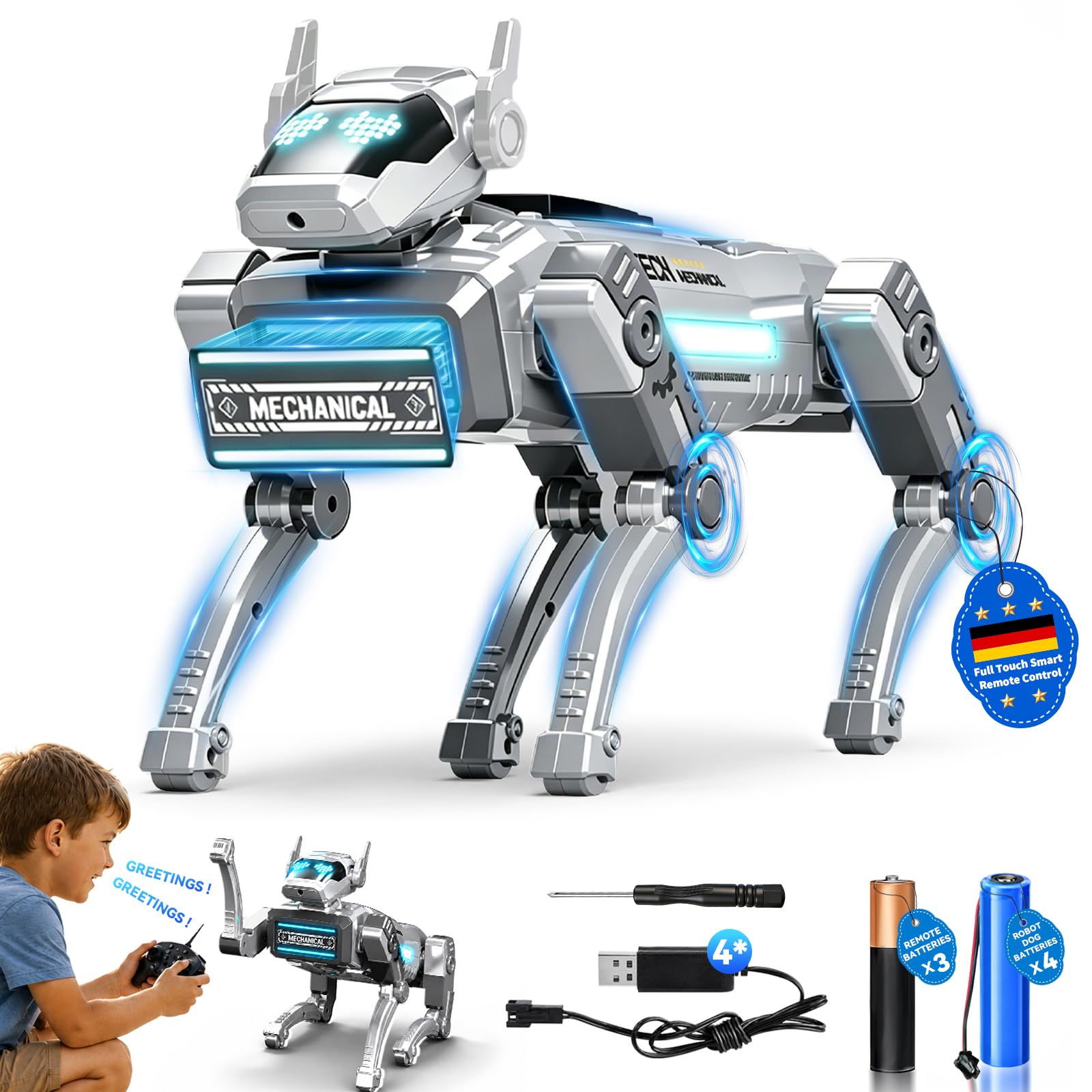 2026 New Upgrade Smart Robot Dog for Kids, Interactive STEM Pet Toy with Voice C