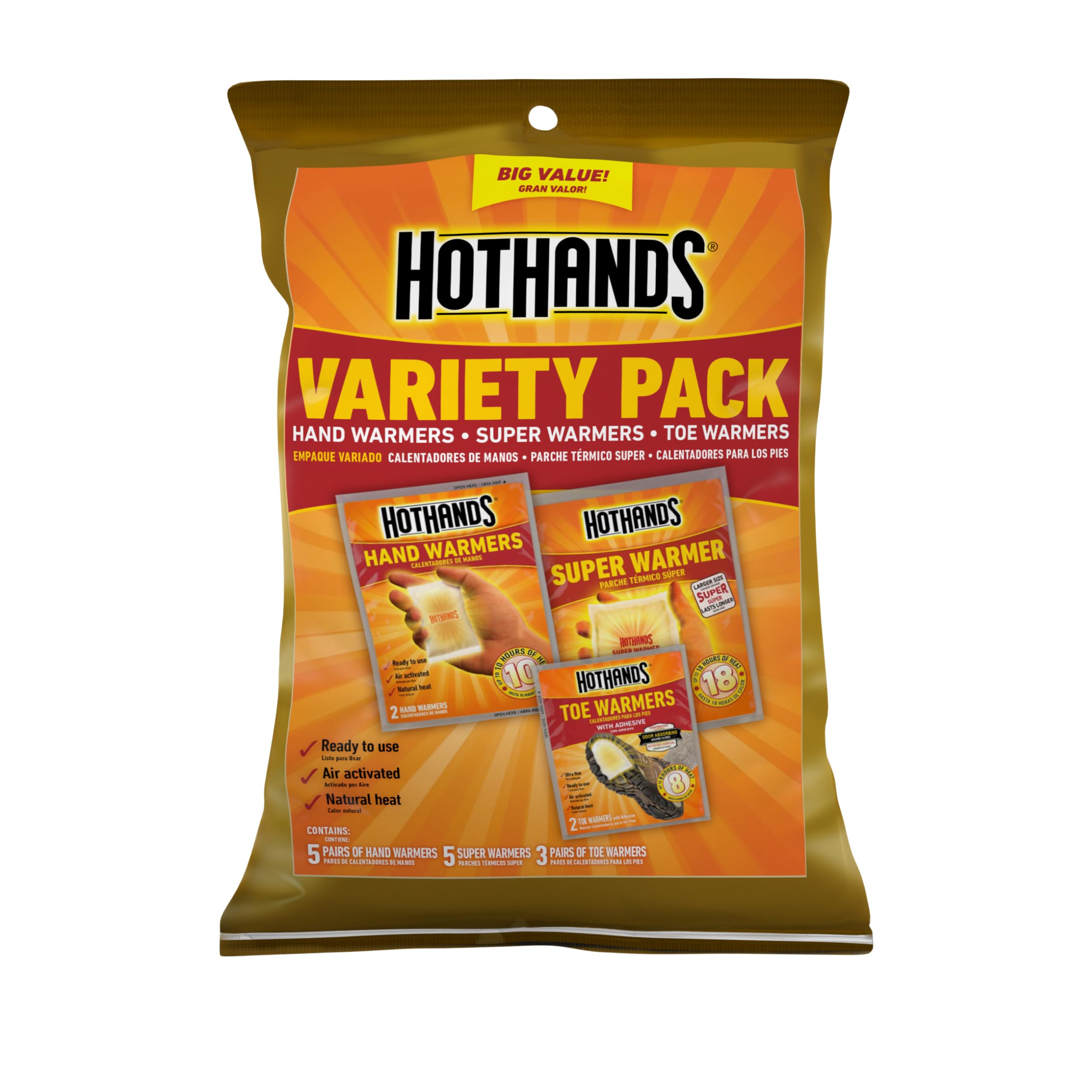 HotHands Variety Pack - America's Favorite Warmer | Air-Activated, Long-Lasting,
